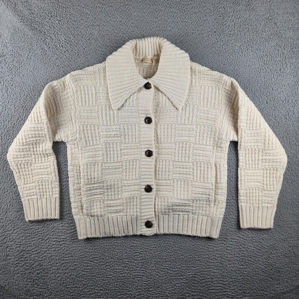 Faherty‎ Heirloom Cotton Outback Cardigan Womens Medium Cream Beige NEW